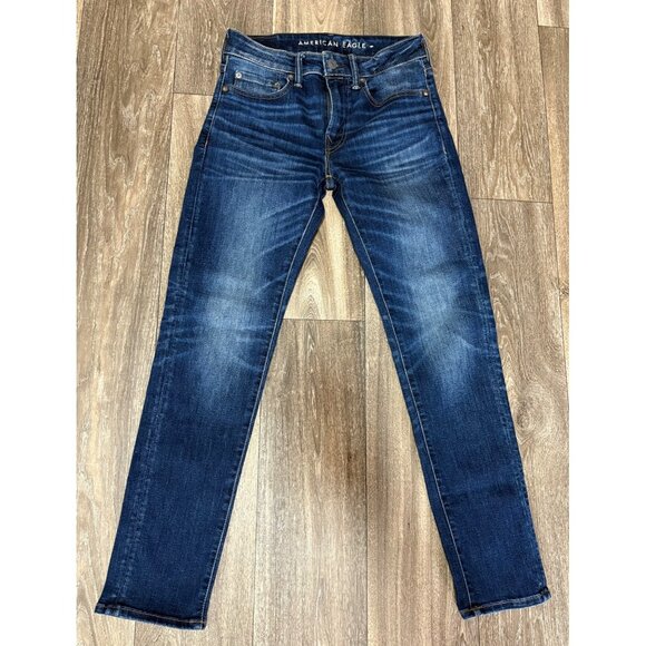 AMERICAN EAGLE NEXT LEVEL AIRFLEX WOMENS 28X30 DENIM BLUE STRETCH SLIM STRAIGHT - Picture 1 of 9